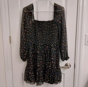 RD Style Smocked Floral Black Dress